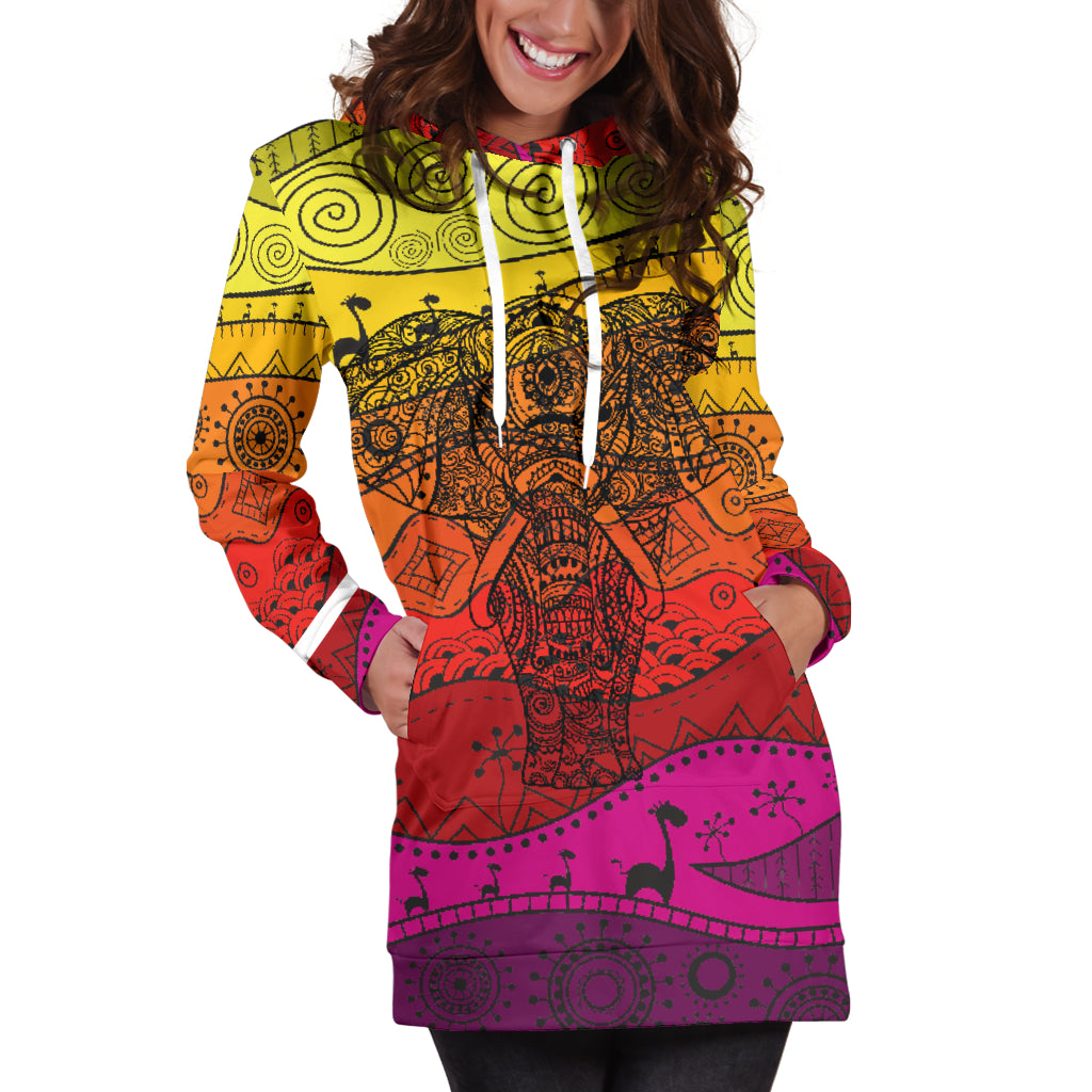 Boho Elephant Hoodie Dress - Modern Style