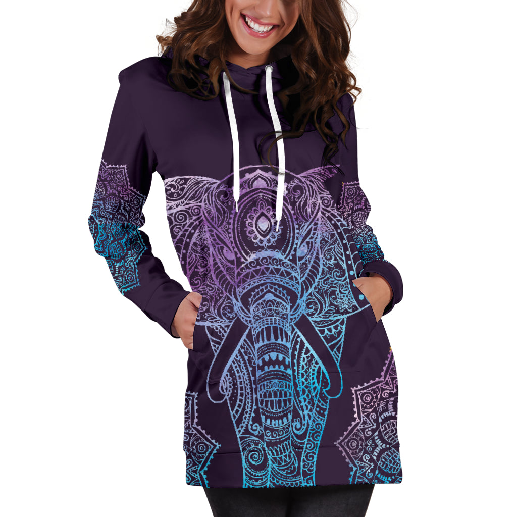 Elephant Mandala Hoodie Dress - Modern Style