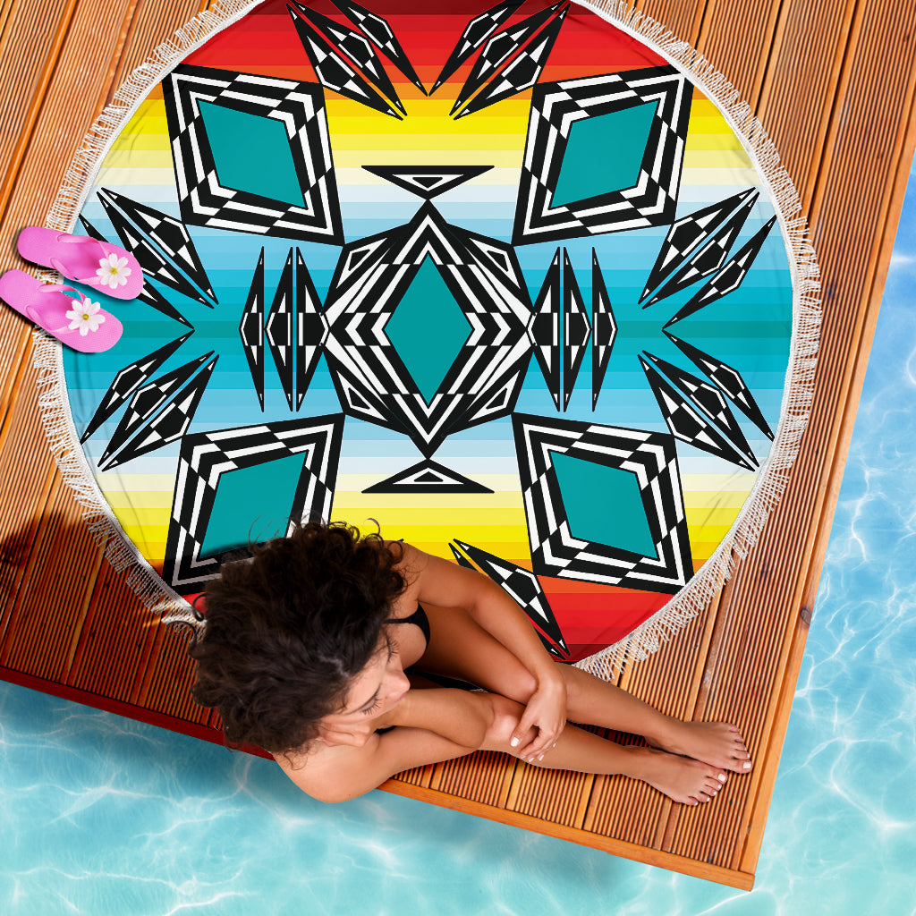 Fire and Turquoise Gradient II Beach Blanket
