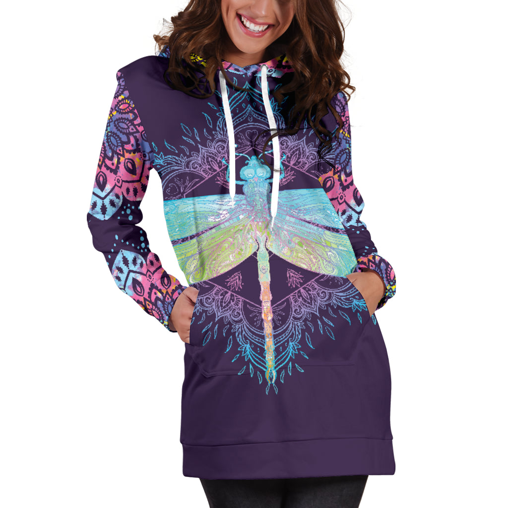 Dragonfly Mandala Hoodie Dress - Modern Style