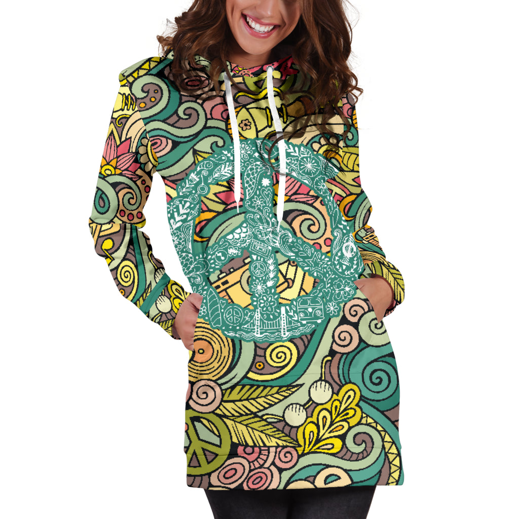 Hippie Peace Hoodie Dress
