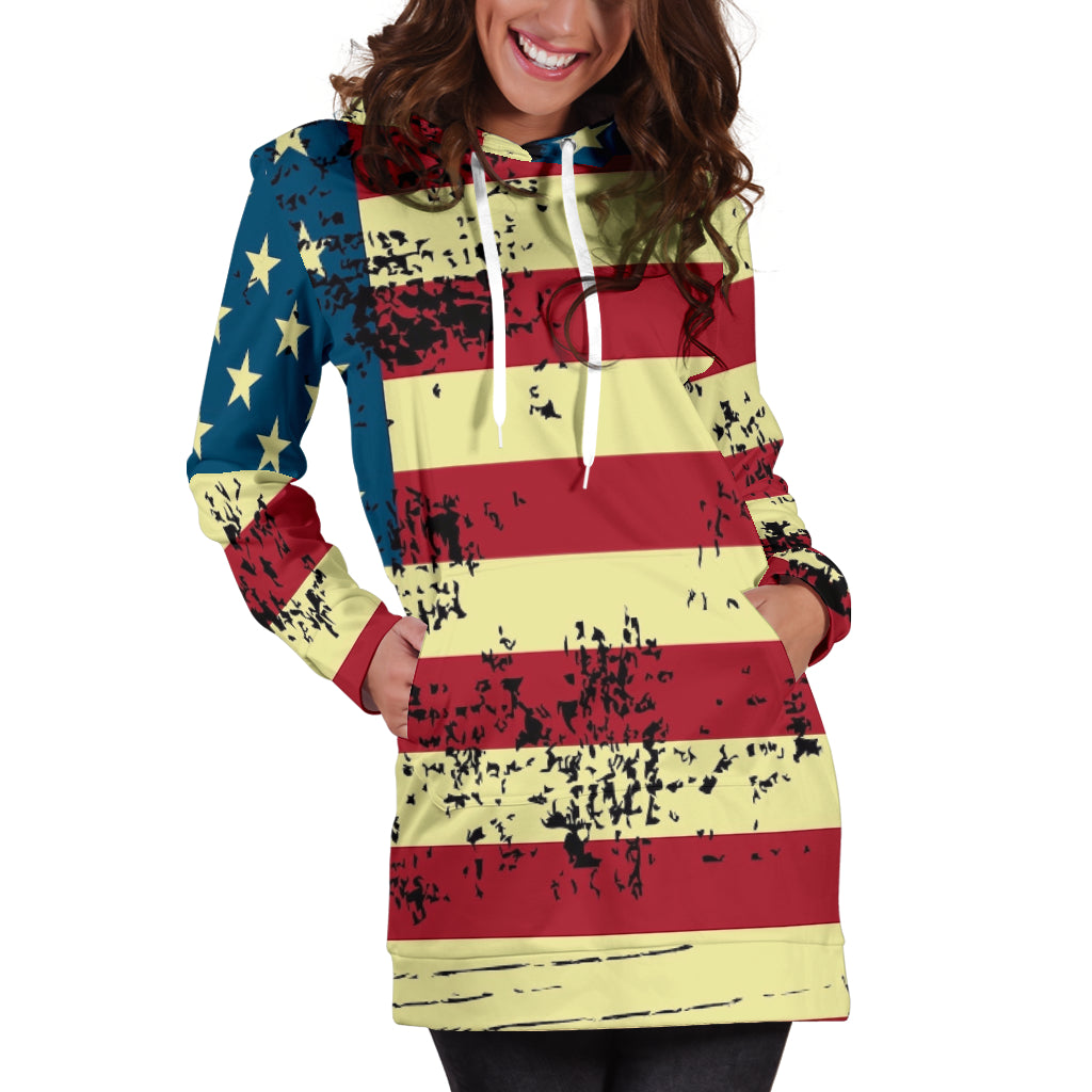 American Flag Hoodie Dress - Modern Style