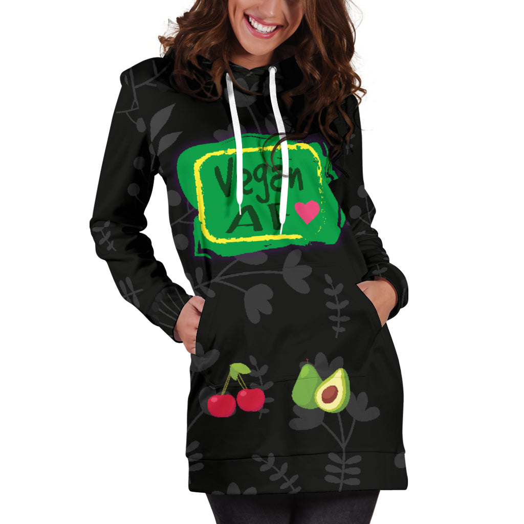 Vegan AF For Healthy Vegans Hoodie Dress 