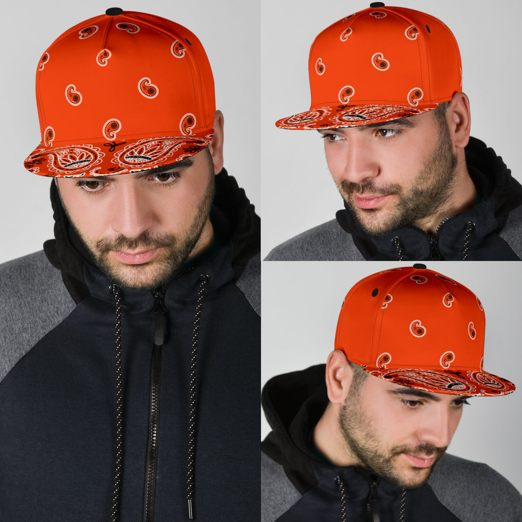 Perfect Orange Bandana All Over Snapback Hat
